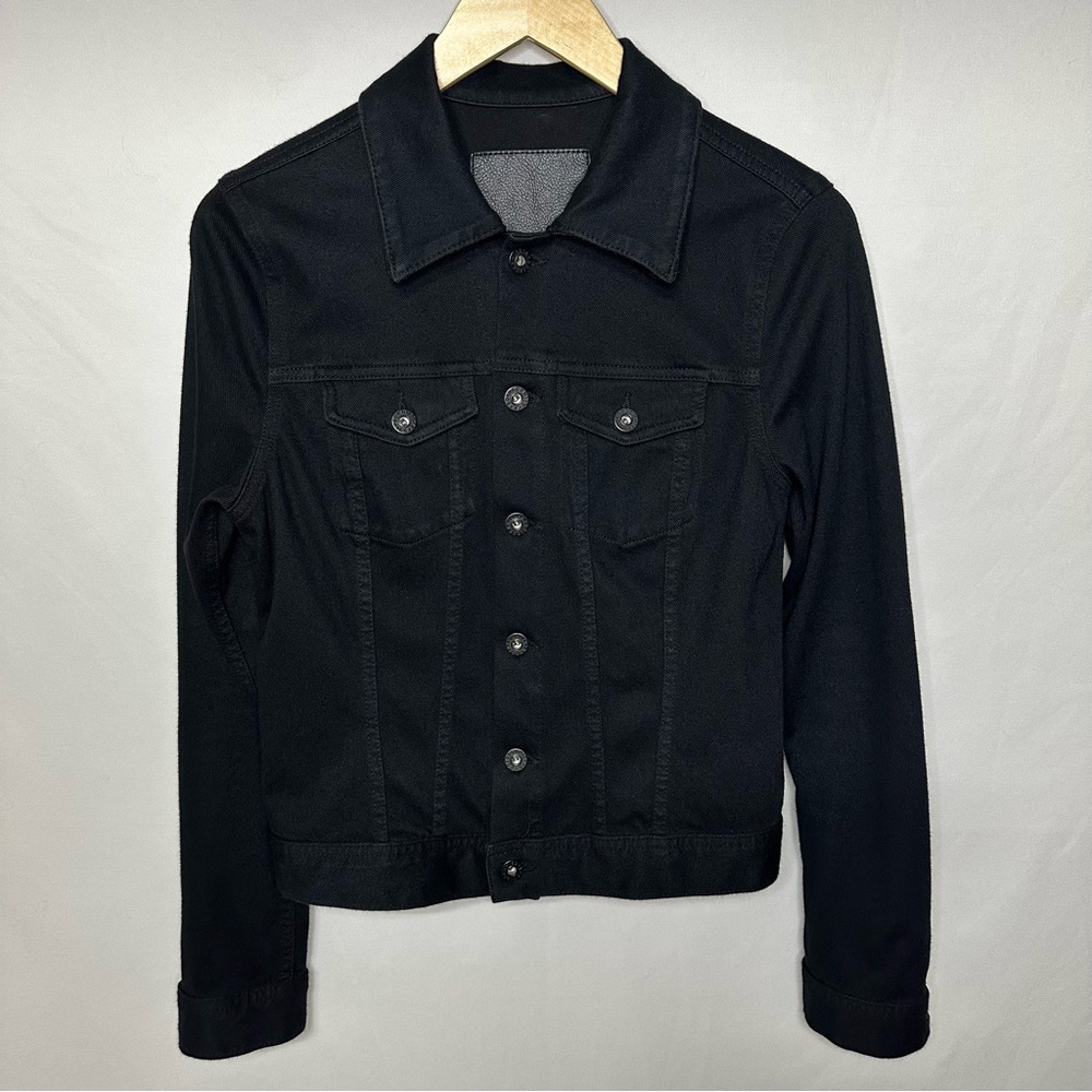 AG Adriano Goldschmied Robyn Cropped Denim Jacket Midnight Black Women’s Size M